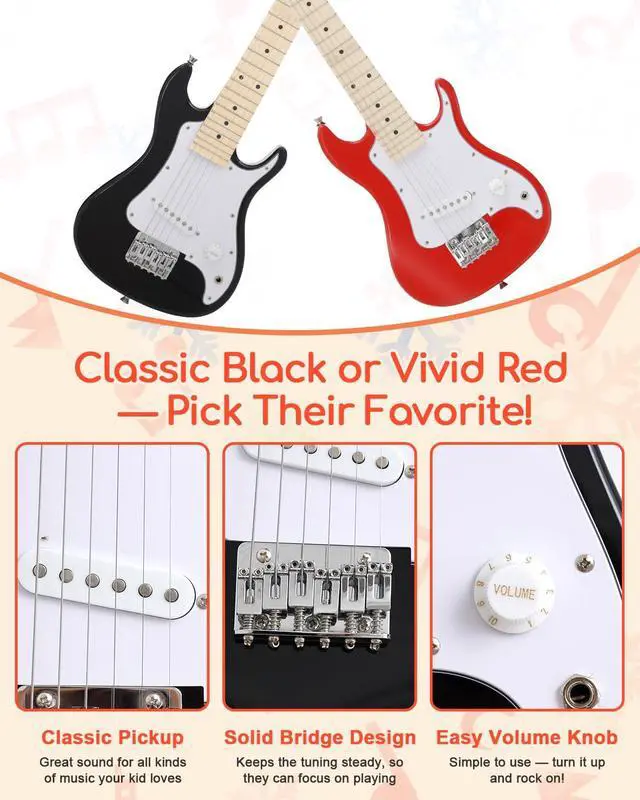Alt view image 7 of 7 - UST-70 Kids Electric Guitar Beginner Kit with Amp, Ideal First Guitar for Starter, Lightweight 30 Inch Guitar for Boys and Girls, Fun Music Gift for Learning, Practice and Play at Home, Black
