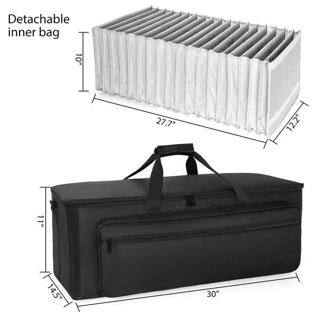 Alt view image 3 of 7 - Extra Large Travel Gig Band Cable File Bag With Separate Bags,DJ Cord Organizer Case for Laptop,DJ Gear,Sound Instrument and Musician Accessories 30"x11"x14.5"