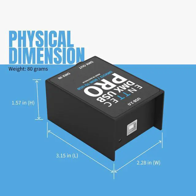 Alt view image 2 of 7 - Enttec DMX USB Pro 70304 Lighting Interface & 70029 5P Male to 3P Female Connector (Adapter) - Bundle