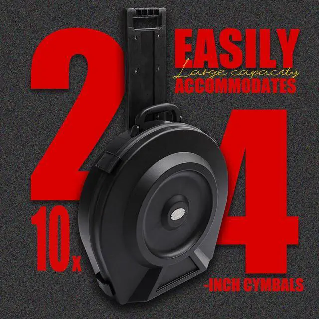 Alt view image 2 of 7 - 24'' Cymbal Case With Wheels, Rolling Cymbal Hard Case With Foam, Fits 10 × 24" Cymbals, Design for Drum Cymbal, Cymbal Vault Upgrade Cymbal Bag, Tour Edition for Drummer