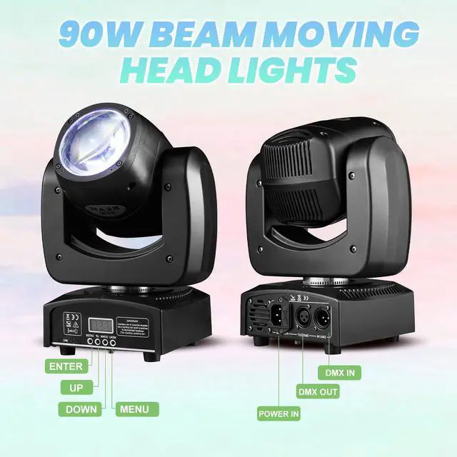 Alt view image 3 of 7 - 90W LED Moving Head DJ Lights Mini Beam Stage Lights Super Bright Spot RGBW 4IN1 DMX 512 13CH Sound-Activated for Wedding DJ Party Stage Lighting (90W, 1)