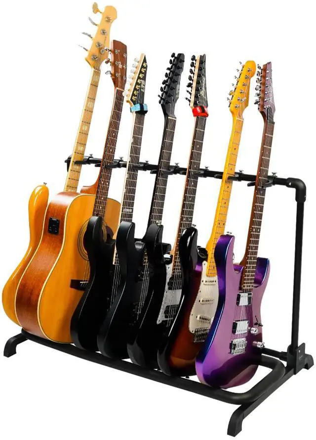 Main image of Multi Guitar Rack Stand Foldable Universal Display Rack Portable Guitar Holder for Band Stage Bass Acoustic Guitar -7 Holder GGS-11