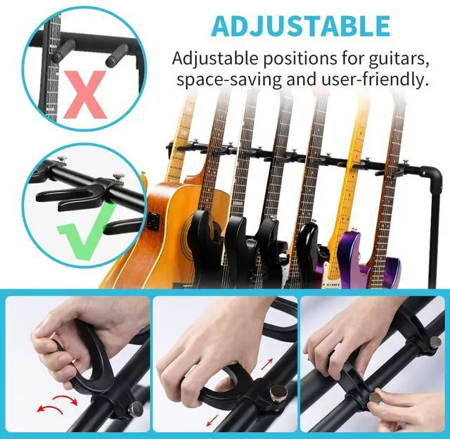 Alt view image 2 of 6 - Multi Guitar Rack Stand Foldable Universal Display Rack Portable Guitar Holder for Band Stage Bass Acoustic Guitar -7 Holder GGS-11