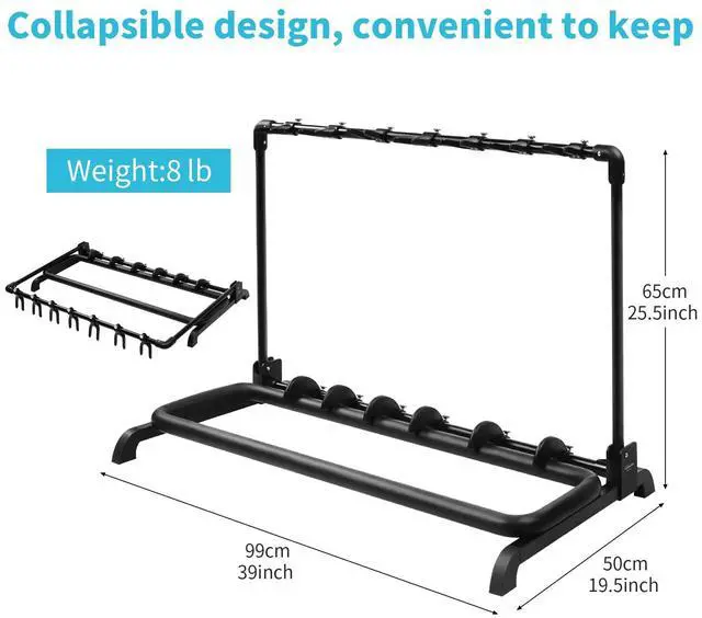 Alt view image 6 of 6 - Multi Guitar Rack Stand Foldable Universal Display Rack Portable Guitar Holder for Band Stage Bass Acoustic Guitar -7 Holder GGS-11