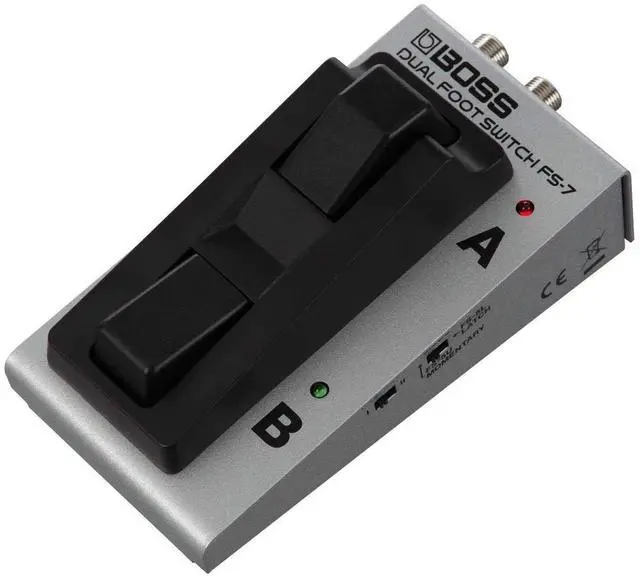 Main image of FS-7 Compact Dual Footswitch for Momentary and ON/OFF control of your Musical Instrument FX & More | Switch Functions with your Foot | Compatible with Guitar | Keyboard | /Roland Amps & More
