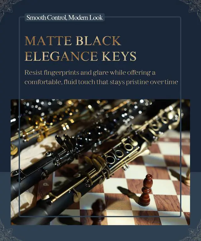 Alt view image 6 of 7 - B Flat Concert Clarinet: Precision Tone Hole Design for Stable Intonation, Durable Black Nickel Keys, Including Leather Hard Case, Barrel, Stand, Full Cleaning Kit (Aria-EN)