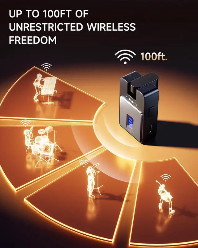 Alt view image 7 of 7 - Wireless in Ear Monitor System, Stereo IEM System with Transmitter, Beltpack Color Screen Receiver, 2.4G IEM Wireless for Band Rehearsal, Live Performance, Studio, CV-3