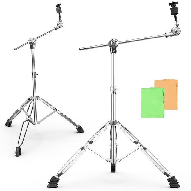Main image of 2 Pack Boom Cymbal Stand, Adjustable Cymbal Stand Boom Stand for Drum Hardware Percussion Mount Holder Gear Set Drum Hardware Set, Double Braced Legs with Rubber Feet Ride and Crash Cymbal Stands