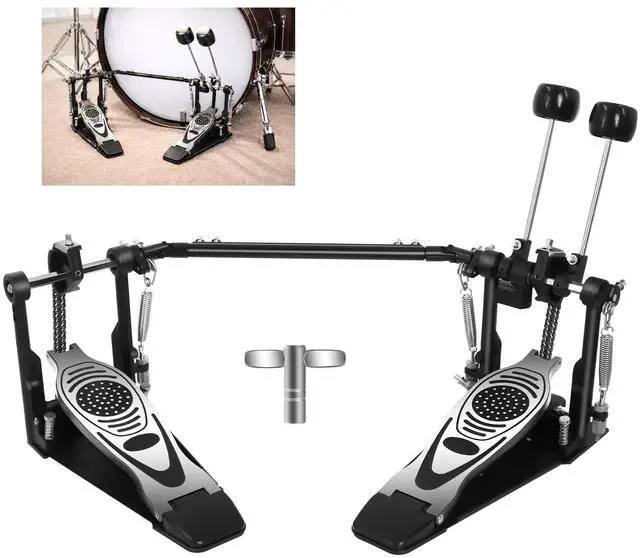 Main image of Double Bass Drum Pedal, Heavy Duty Double Chain Drive Kick Pedal | Adjustable Beater & Spring Tension with Non-Slip Base Plate Compatible with Acoustic & Electronic Drum Kits for Rock Jazz
