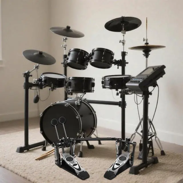 Alt view image 7 of 7 - Double Bass Drum Pedal, Heavy Duty Double Chain Drive Kick Pedal | Adjustable Beater & Spring Tension with Non-Slip Base Plate Compatible with Acoustic & Electronic Drum Kits for Rock Jazz
