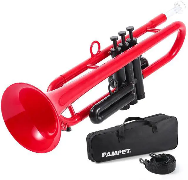Main image of Professional Plastic Bb Trumpet Standard Trumpet Set for Student Beginner With 7C Mouthpiece and 3C Mouthpiece, Bb Trumpet Instrument, Red