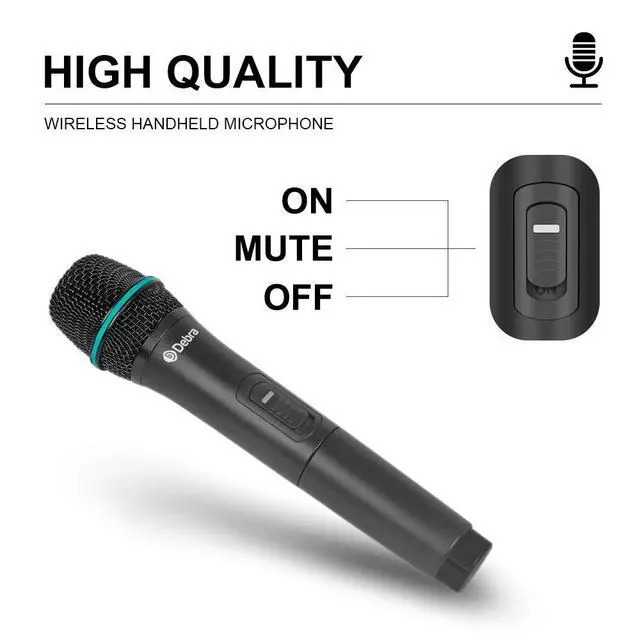 Alt view image 6 of 7 - Debra Audio Pro UHF 4 Channel Wireless Microphone System with Cordless Handheld Lavalier Headset Mics, Metal Receiver, Ideal for Karaoke Church Party(with 4 Handheld (B))