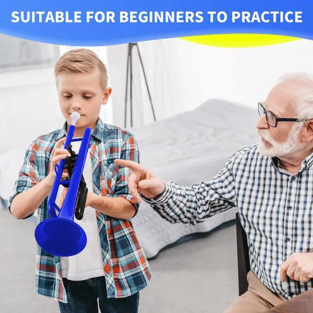 Alt view image 4 of 7 - Professional Plastic Bb Trumpet Standard Trumpet Set for Student Beginner With 7C Mouthpiece and 3C Mouthpiece,Bb Trumpet Instrument, Blue