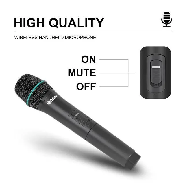 Alt view image 3 of 7 - Debra Audio Pro UHF 4 Channel Wireless Microphone System with Cordless Handheld Lavalier Headset Mics, Metal Receiver, Ideal for Karaoke Church Party (with 2 Handheld & 2 Bodypack (B))