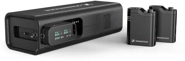 Main image of Pro Audio Profile Wireless 2-Channel All-in-One 2.4 GHz Clip-On & Handheld Microphone System | Includes Receiver, 2 Clip-On Microphones, Portable Charging Bar & Handheld Interview Mic