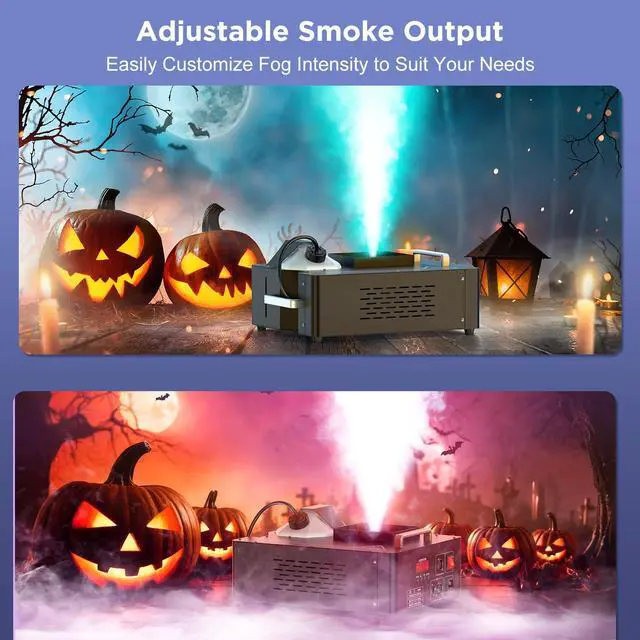 Alt view image 3 of 7 - 1500W Fog Machine with Lights 24 RGB LED Stage Smoke Machine Vertical Halloween Smoke Machine DMX/Wireless/Manual Control 2.5 Liters with 20000 CFM for Wedding Christmas Party Outdoor Indoor