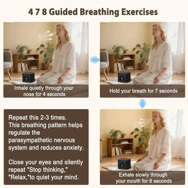 Alt view image 6 of 7 - Sleep Sound Machine - Dual Speakers, Tibetan Singing Bowls, 19 Soothing Tones, 20 White Noises, Visual & Auditory Breathing Guides | Deep Sleep, Anxiety Relief, Meditation, Rechargeable