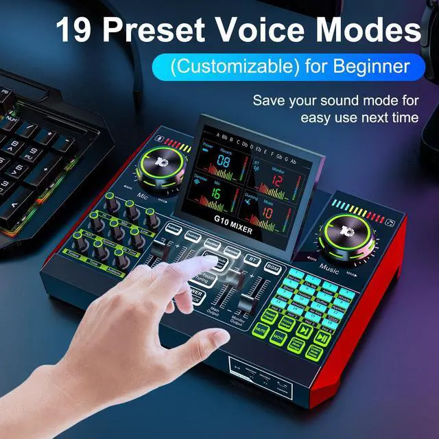 Alt view image 5 of 7 - Podcast Microphone Bundle with Live Sound Card Audio Mixer, Podcast Equipment Bundle with 3.5mm BM800 Microphone for Pc/Youtube Live Streaming Singing Gaming, Sound Board with Voice Changer, Denoise