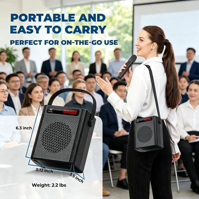 Alt view image 4 of 7 - Voice Amplifier with Wireless Mic, 30W Portable Microphone and Speaker | Bluetooth PA System for Teachers & Trainers, UHF 50ft+ Range, Lightweight Rechargeable Amplifier for Classes & Events S93 Pro