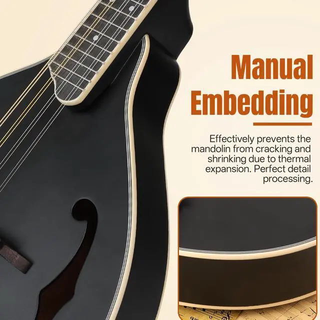Alt view image 4 of 7 - Mandolin Instrument A Style, Acoustic Mandolins Instrument Kit 8 String with Tuner Strap Gig Bag Chord Chart for Professional Beginners Adults Teens Youth