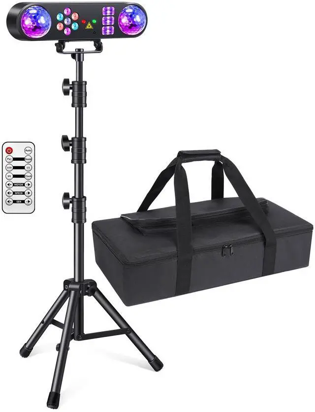 Main image of DJ Lights with Carry Bag,5IN1 DJ Party Lights with Stand Party Light Disco Light by Remote Control Sound Activated Uplights for Gig Band Wedding Event Show