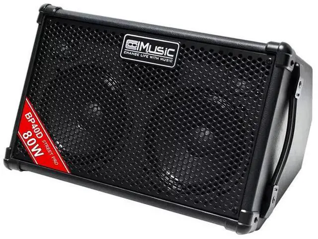 Main image of BP40D Powered Acoustic Guitar Amplifier- Portable Bluetooth Speaker 80W W/Battery with Reverb Chorus Delay Effect, 6 Inputs,3 Band EQ, Black