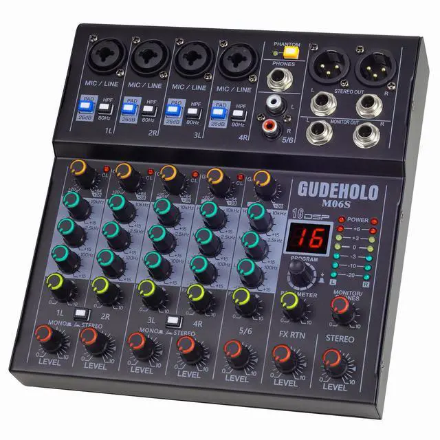 Alt view image 7 of 7 - 6-Channel Professional DJ Audio Mixer, DJ Controller Sound Mixer DSP 16 Preset Effects, Ideal for Home Party