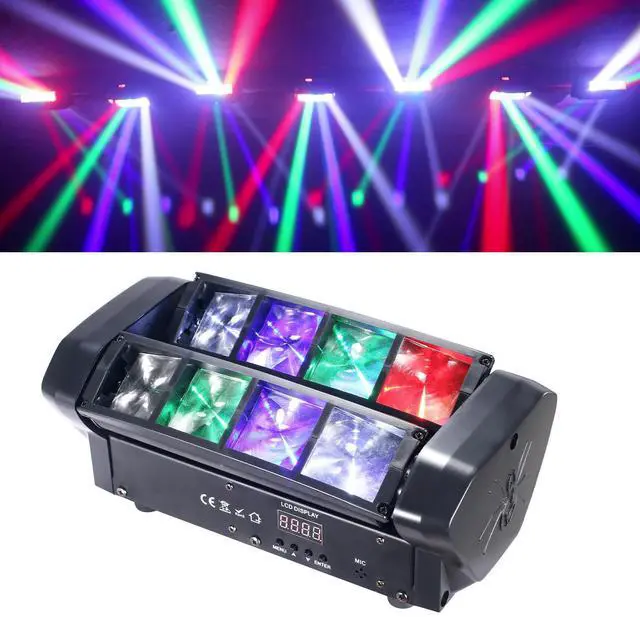 Main image of Mini Spider Moving Head Light 8x5W Beam LED Stage Lights RGBW Sound Activated DMX-512 Control for DJ Party Bar Disco Show Wedding Event Stage Lighting