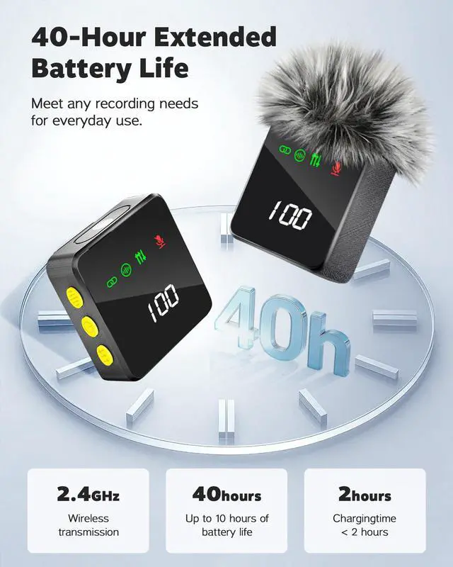 Alt view image 4 of 7 - 3 in 1 Wireless Lavalier Microphone for iPhone, Android, Cameras | 4-Person Mini Mic with Noise Reduction, 40H Battery Life, Mics for Video Recording, Podcasts, Vlog, TikTok, YouTube (Black)
