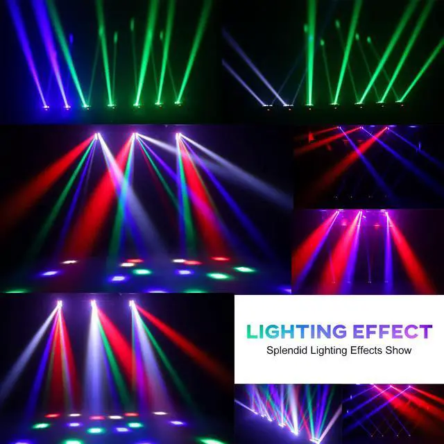 Alt view image 7 of 7 - Mini Spider Moving Head Light 8x5W Beam LED Stage Lights RGBW Sound Activated DMX-512 Control for DJ Party Bar Disco Show Wedding Event Stage Lighting
