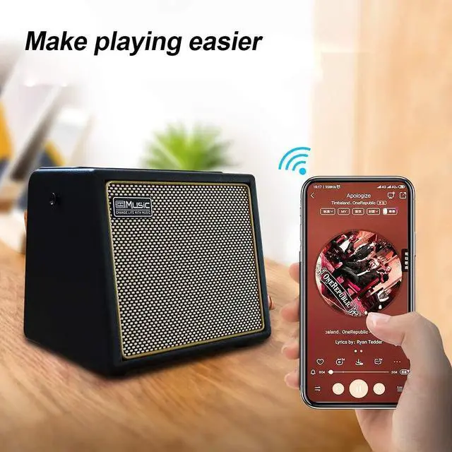 Alt view image 4 of 7 - Acoustic Guitar Amplifier, 30 Watt Bluetooth Speaker Rechargeable Portable Acoustic Guitar Amp with Reverb Chorus Effect,3 Inputs, Black