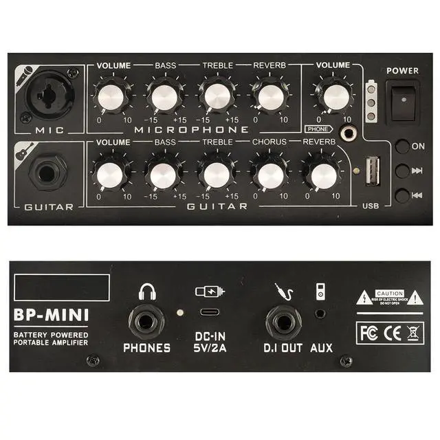 Alt view image 5 of 7 - Acoustic Guitar Amplifier, 30 Watt Bluetooth Speaker Rechargeable Portable Acoustic Guitar Amp with Reverb Chorus Effect,3 Inputs, Black