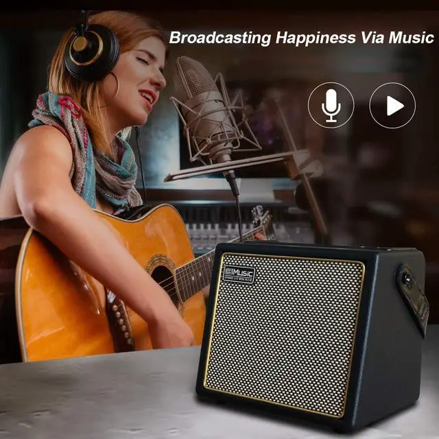 Alt view image 6 of 7 - Acoustic Guitar Amplifier, 30 Watt Bluetooth Speaker Rechargeable Portable Acoustic Guitar Amp with Reverb Chorus Effect,3 Inputs, Black