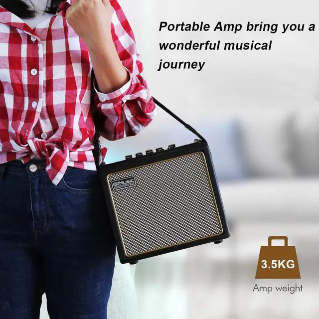 Alt view image 7 of 7 - Acoustic Guitar Amplifier, 30 Watt Bluetooth Speaker Rechargeable Portable Acoustic Guitar Amp with Reverb Chorus Effect,3 Inputs, Black