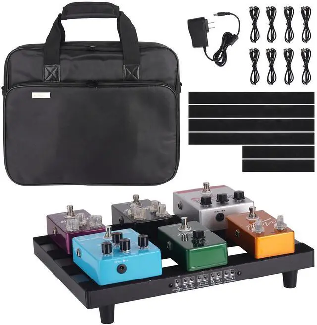 Main image of Guitar Pedal Board with Built-in Power Supply 14" x 10.6" Aluminum Pedalboard