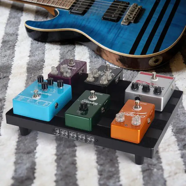 Alt view image 2 of 7 - Guitar Pedal Board with Built-in Power Supply 14" x 10.6" Aluminum Pedalboard
