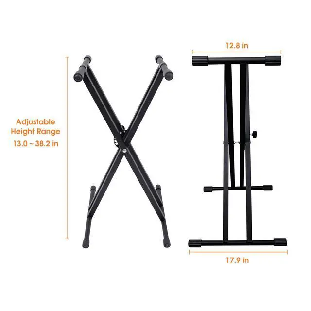 Alt view image 2 of 7 - Double-X Keyboard Stand, Pre-Assembled X-Style Keyboard Stand with Locking Straps & Quick Release Mechanism, Adjustable Piano Stand