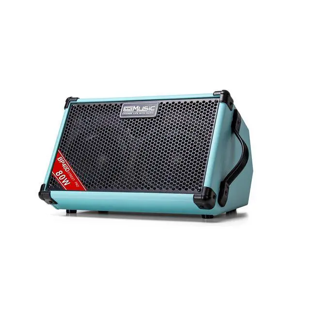 Alt view image 3 of 7 - BP40D Powered Acoustic Guitar Amplifier- Portable Bluetooth Speaker 80W W/Battery with Reverb Chorus Delay Effect, 6 Inputs,3 Band EQ, Blue