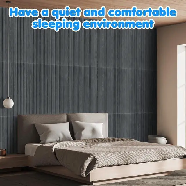 Alt view image 6 of 7 - 10 Pack 47x24 Inch Acoustic Wall Panels, Large Self Adhesive Sound Absorbing Panels for Home, Bedroom, Gaming Room, Studio Office, High Density Noise Dampening Wall Decor for Echo Reduction, Dark Gray