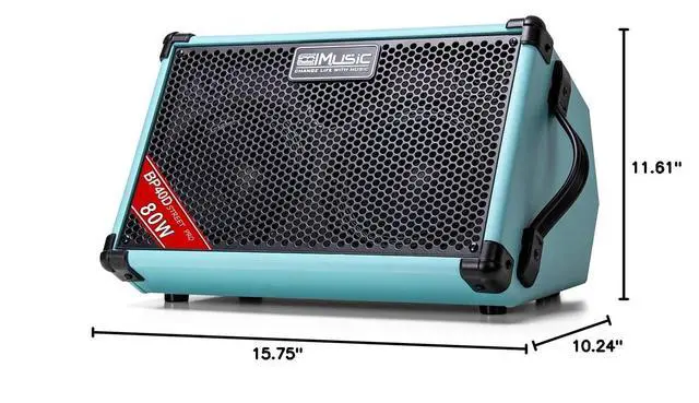 Alt view image 7 of 7 - BP40D Powered Acoustic Guitar Amplifier- Portable Bluetooth Speaker 80W W/Battery with Reverb Chorus Delay Effect, 6 Inputs,3 Band EQ, Blue
