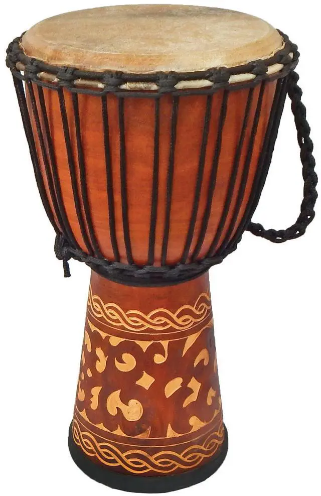 Main image of Percussion Djembe Standard line carve Handmade Drum Circle Instrument, Carved Mahogany, 20" tall, 10" head, NK149