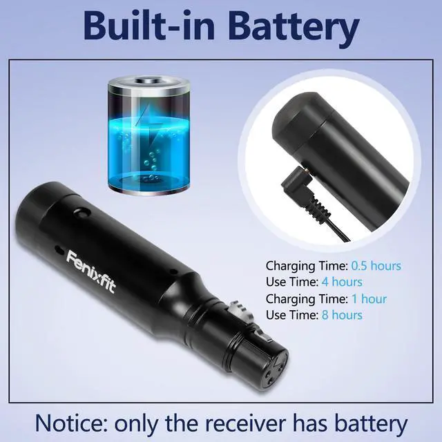 Alt view image 2 of 7 - Wireless DMX512 Transmitter Receiver Rechargeable DMX Wireless 1 Transmitter & 3 Receivers Built-in Battery Long Transmission Range Wireless DMX Light Controller for LED Stage Disco Lighting