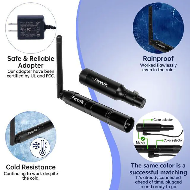 Alt view image 4 of 7 - Wireless DMX512 Transmitter Receiver Rechargeable DMX Wireless 1 Transmitter & 3 Receivers Built-in Battery Long Transmission Range Wireless DMX Light Controller for LED Stage Disco Lighting