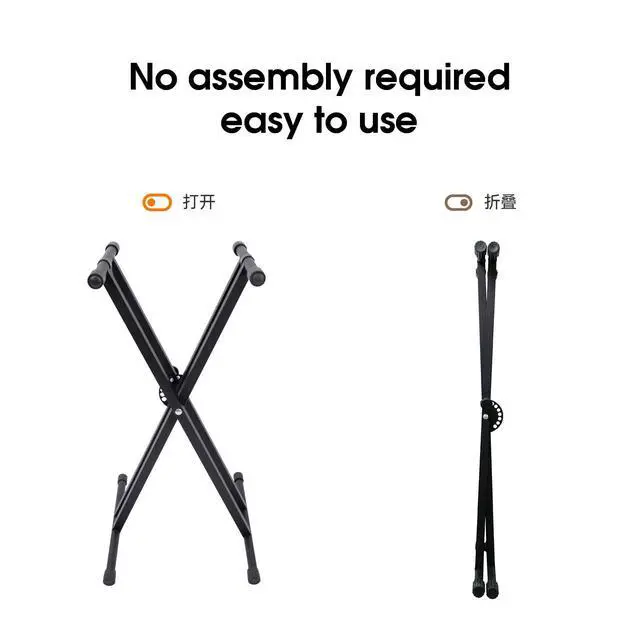 Alt view image 3 of 7 - Double-X Keyboard Stand, Pre-Assembled X-Style Keyboard Stand with Locking Straps & Quick Release Mechanism, Adjustable Piano Stand