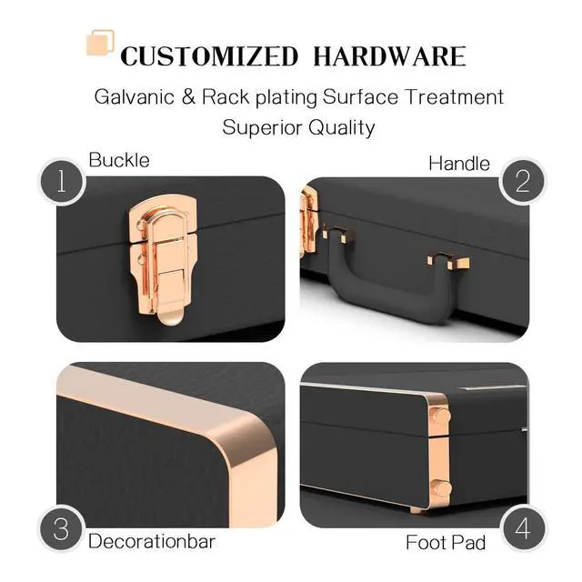Alt view image 4 of 6 - Renoster Electric Guitar Hard Case with Lock, For Fender Ibanez ESP PRS and Standard Size Guitar, Interior Accessory Compartment (Guitar Case+Stand+String+Cable+Picks, Black-Guitar)
