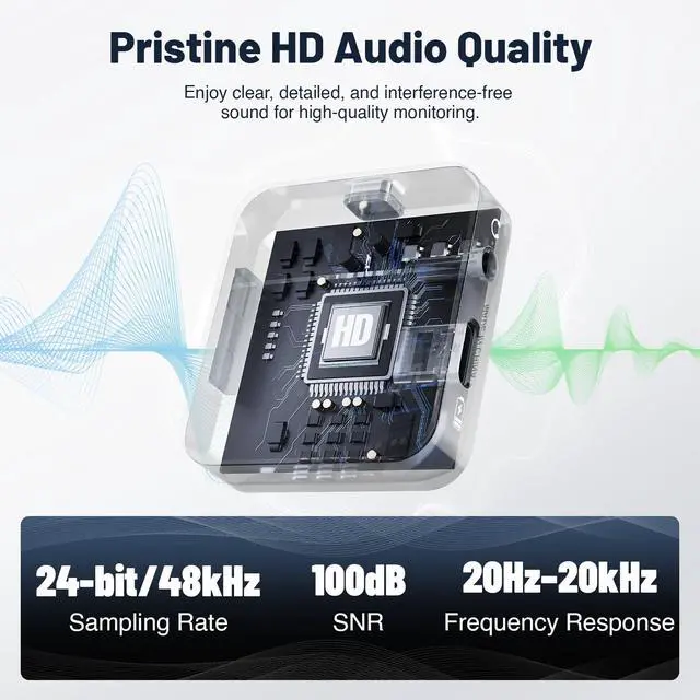 Alt view image 4 of 7 - 2-Receiver Portable Wireless in-Ear Monitor System PM-2S-2R | Wireless transmitter and 2 receivers, 24bit/48kHz audio, mono/stereo switch, OTG input, live, studios and bands