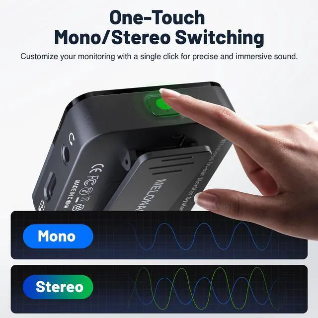 Alt view image 7 of 7 - 2-Receiver Portable Wireless in-Ear Monitor System PM-2S-2R | Wireless transmitter and 2 receivers, 24bit/48kHz audio, mono/stereo switch, OTG input, live, studios and bands
