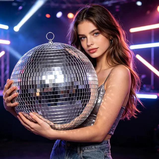 Alt view image 2 of 7 - 16inch Disco Ball Mirror Balls Large Hanging Disco Balls for Party Decorations, Weddings, Events, (16inch Disco Ball x 1pc, Replacement Mirror x 15pcs)