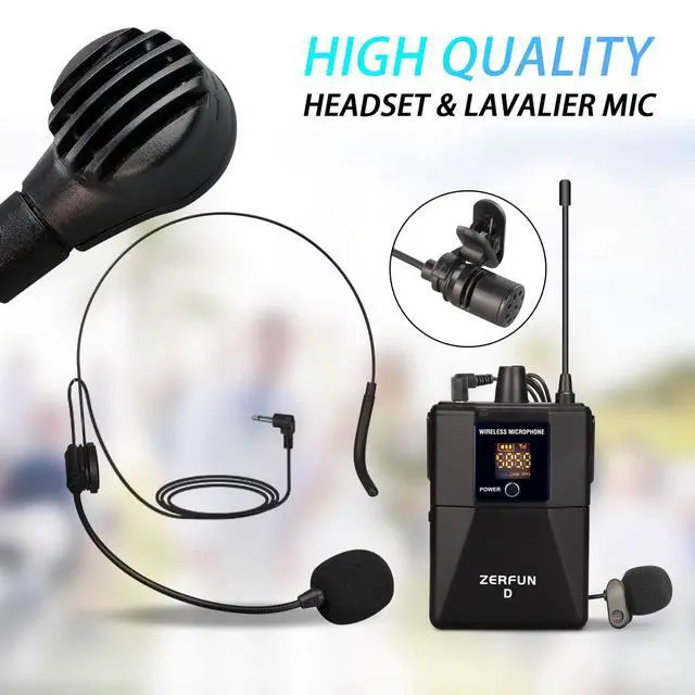 Alt view image 6 of 7 - Pro Wireless Microphone System 4 Channel, UHF Metal Cordless Handheld Headset Lavalier Lapel Mics for Church Karaoke Singing, 4x50 Adjustable Frequency(G8 Battery 2 Handheld 2 Bodypack)