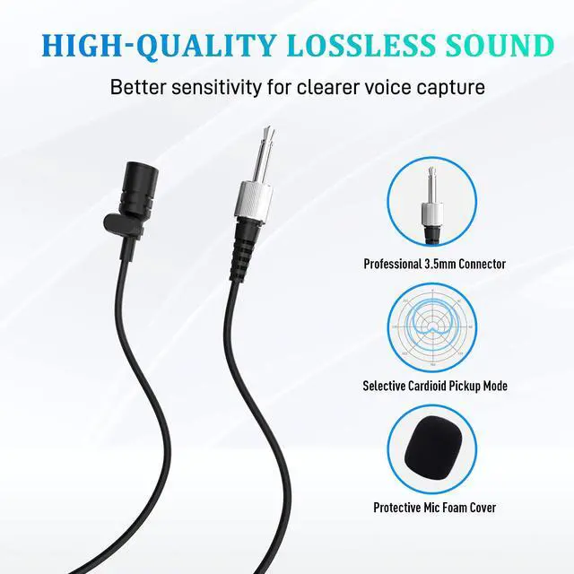 Alt view image 6 of 7 - 4 Channel Wireless Lapel Microphone System with 4 Headset Mics, 4 Lavalier Mics, UHF Metal Receiver, 4 Bodypacks, Independent Volume Control, 262ft Range for Home, Classroom, Church, Events